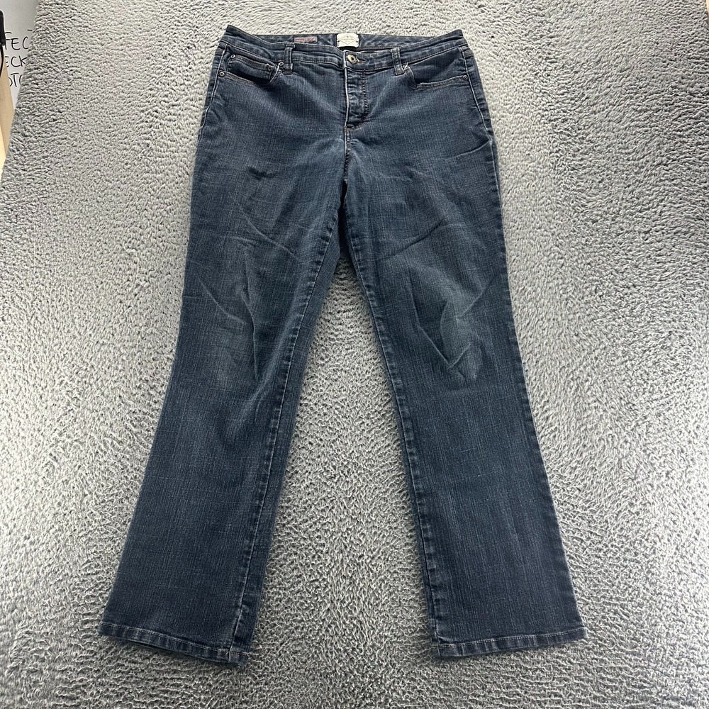 St. John's Bay Jeans Womens 14 Gray Cotton Denim Straight Faded Stretch Workwear